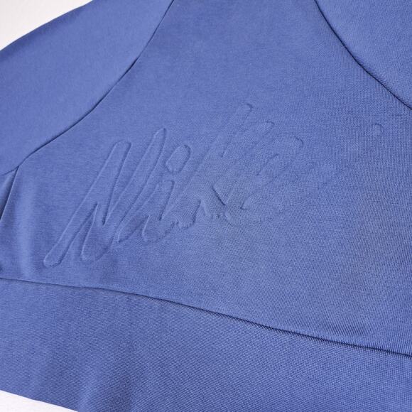 Nike Embossed Spellout Sweatshirt Womens S Blue Lux Fleece CV7248-469 Athleisure - Picture 4 of 12